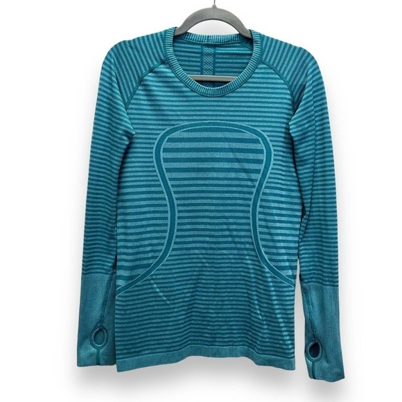 lululemon Top Womens 10 Blue Teal Swiftly Tech LS Athletic Gym Run Athleisure - Picture 2 of 12
